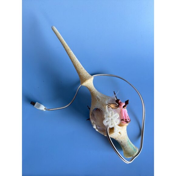 Vintage Lucite White Flocked Pink Angel Christmas Tree Topper Lighted Rare - Picture 5 of 13